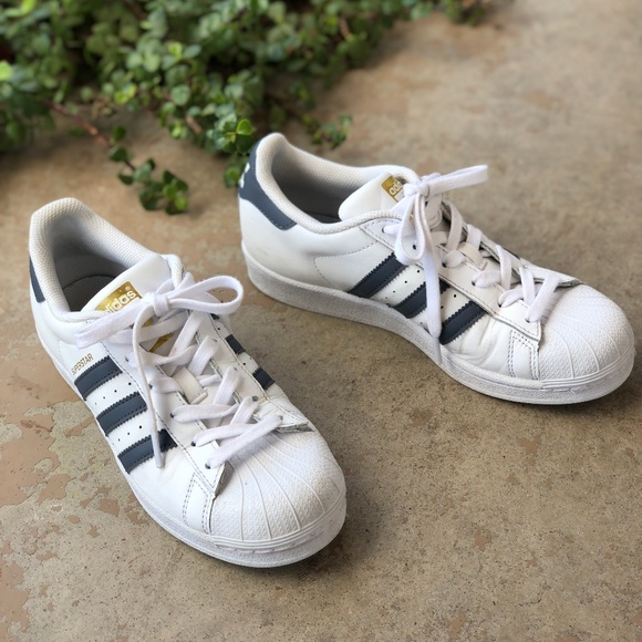 Adidas Superstar White With Gray Stripes